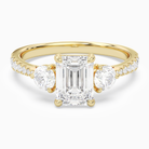 Emerald Round Side Three Stone Pavé in 14K Yellow Gold main white