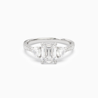 Emerald Round Side Three Stone Pavé in Platinum main white