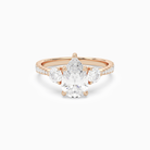 Pear Round Side Three Stone Pavé in 14K Rose Gold main white