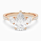 Pear Round Side Three Stone Pavé in 14K Rose Gold main white