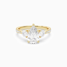 Pear Round Side Three Stone Pavé in 18K Yellow Gold main white