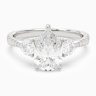 Pear Round Side Three Stone Pavé in Platinum main white