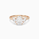 Oval Round Side Three Stone Plain in 14K Rose Gold main white