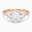 Oval Round Side Three Stone Plain in 14K Rose Gold main white