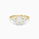 Oval Round Side Three Stone Plain in 14K Yellow Gold main white
