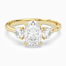 Oval Round Side Three Stone Plain in 18K Yellow Gold main white