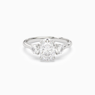 Oval Round Side Three Stone Plain in Platinum main white