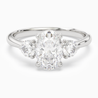 Oval Round Side Three Stone Plain in Platinum main white