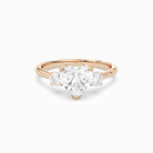 Heart Pear Three-Stone with Round Sides in 14K Rose Gold main white