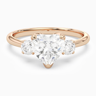 Heart Pear Three-Stone with Round Sides in 14K Rose Gold main white