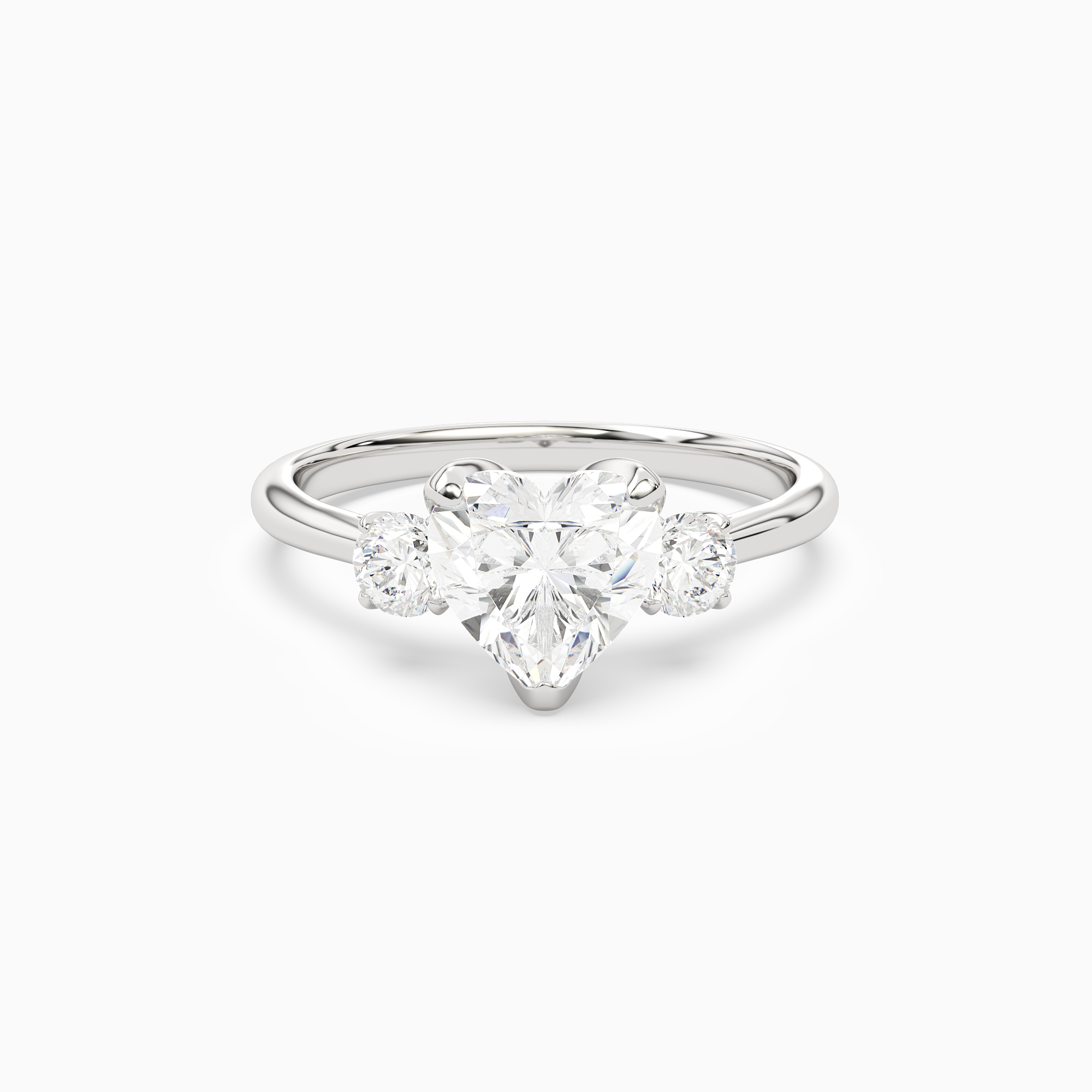 Heart Pear Three-Stone with Round Sides in 14K White Gold main white