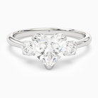 Heart Pear Three-Stone with Round Sides in 18K White Gold main white