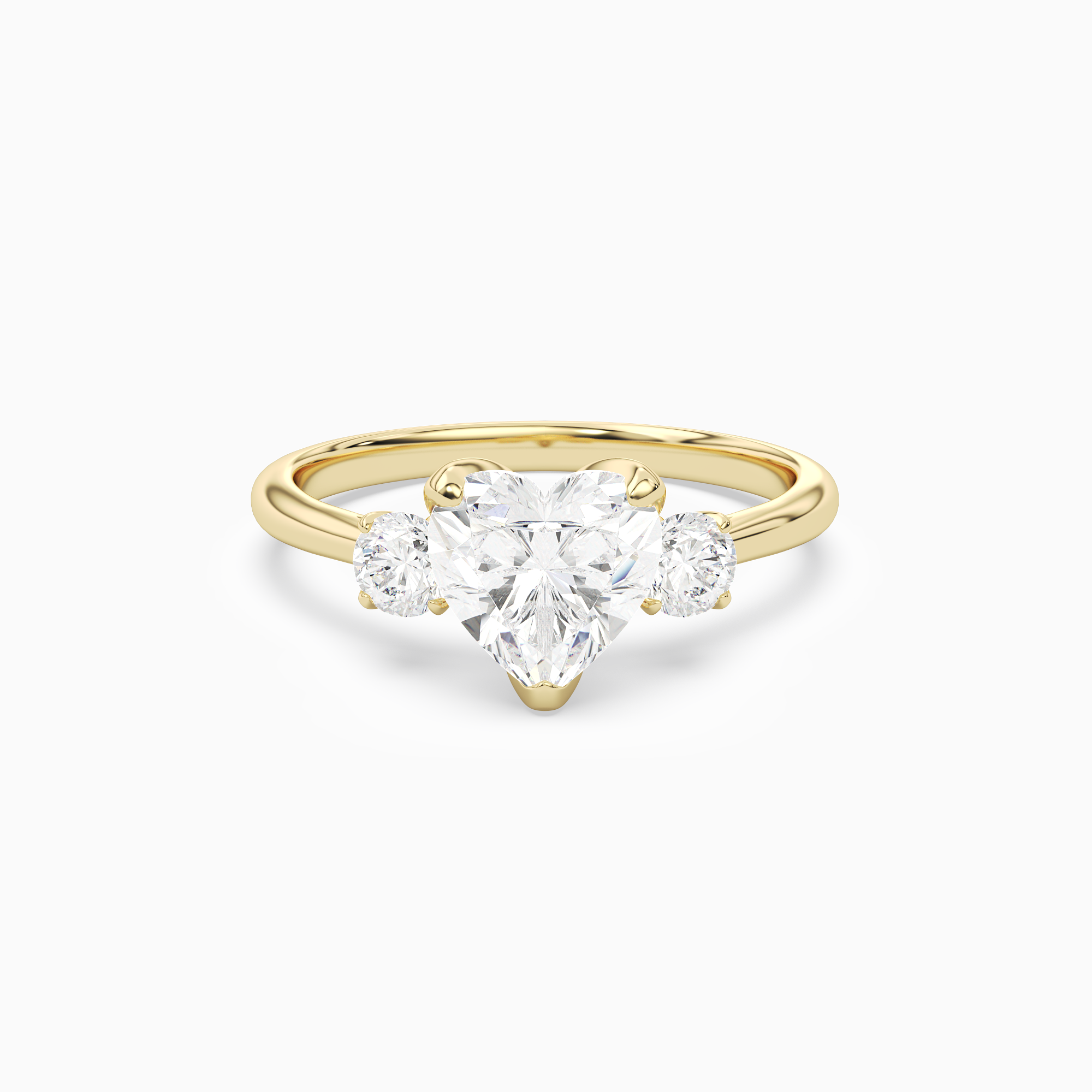 Heart Pear Three-Stone with Round Sides in 18K Yellow Gold main white