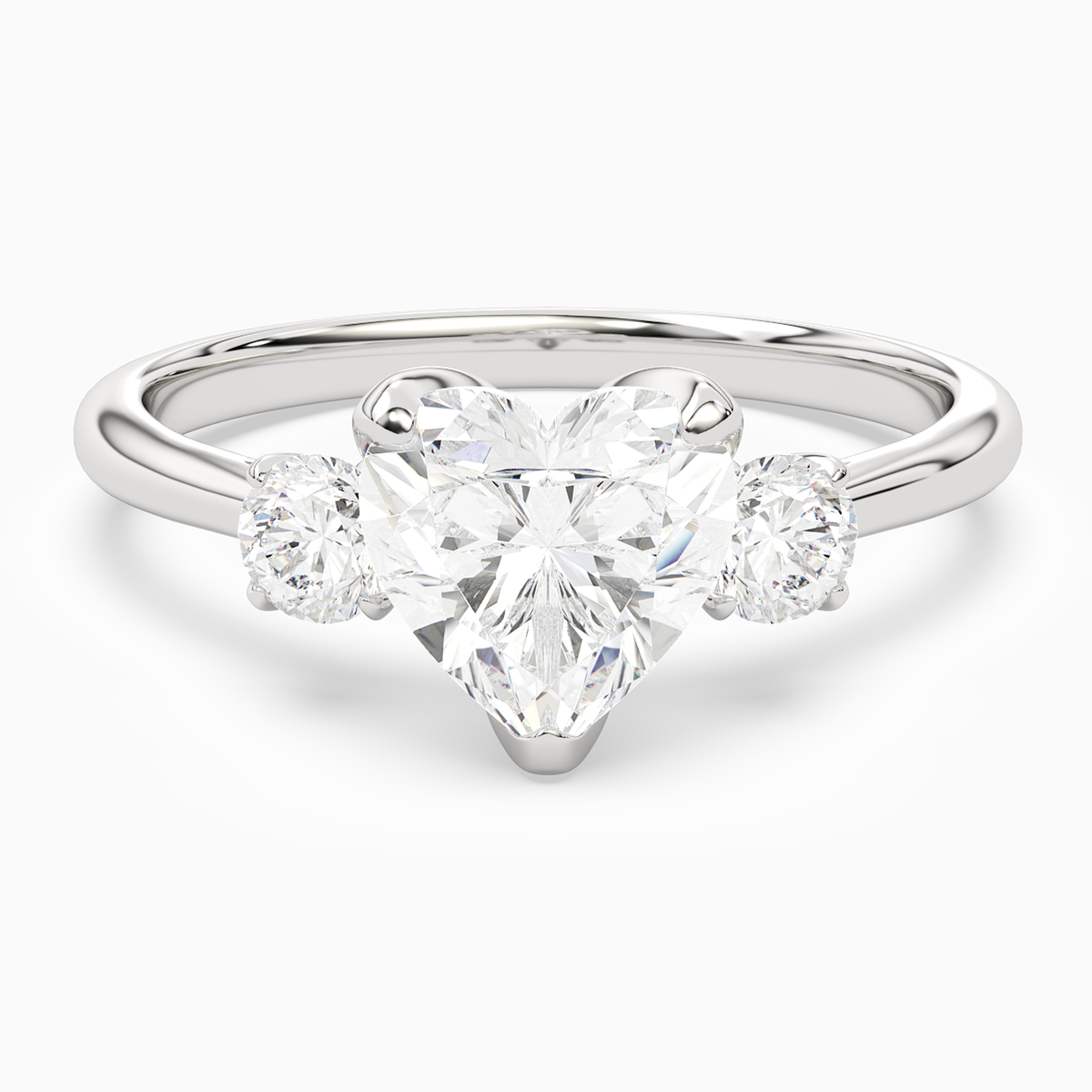 Heart Pear Three-Stone with Round Sides in Platinum main white