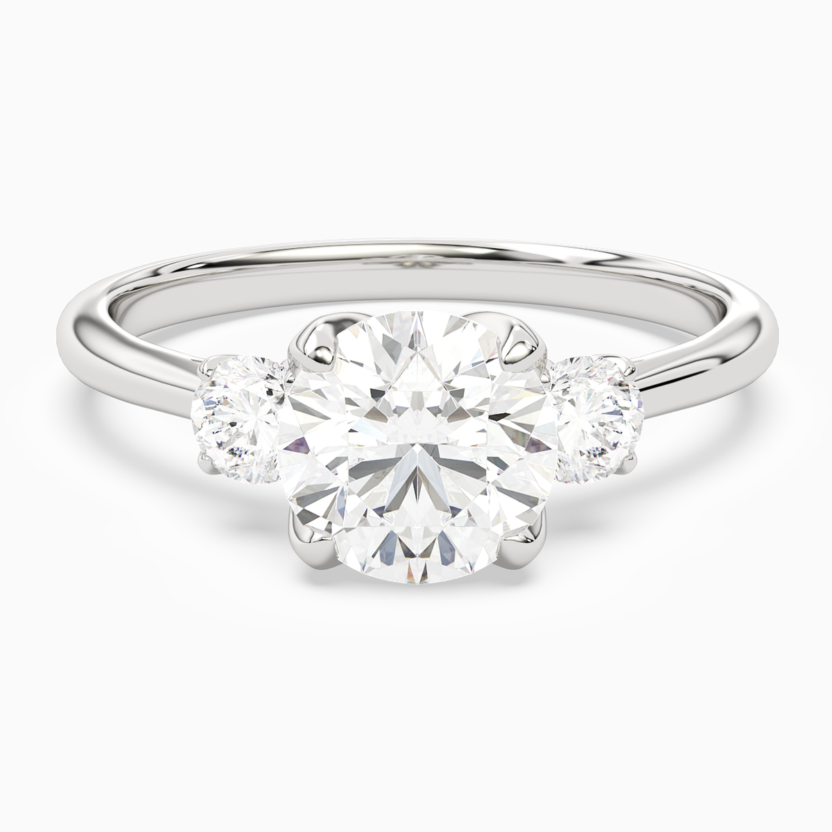 Round Pear Three-Stone with Round Sides in 14K White Gold main white