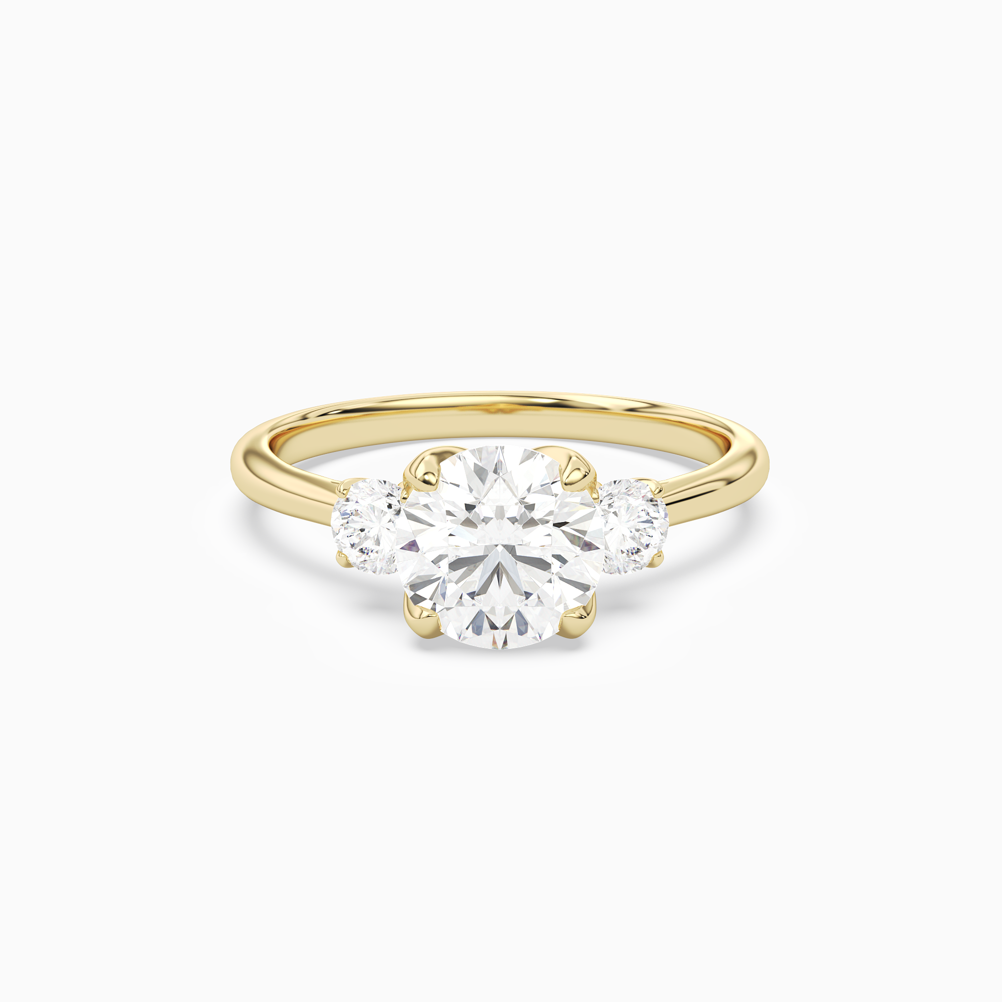 Round Pear Three-Stone with Round Sides in 14K Yellow Gold main white