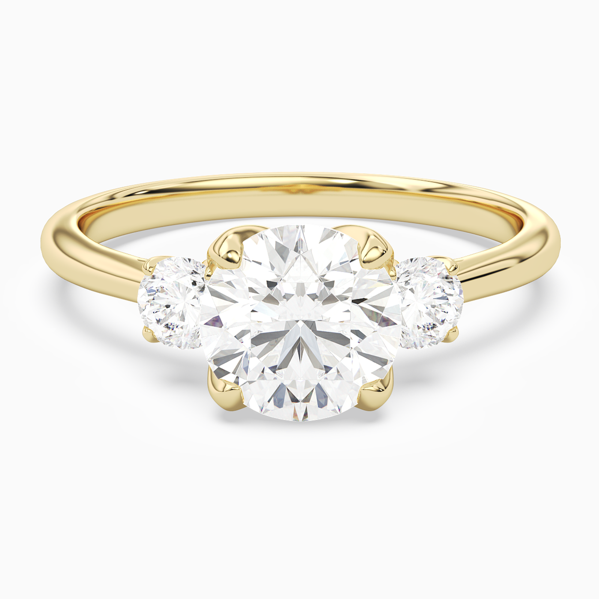 Round Pear Three-Stone with Round Sides in 14K Yellow Gold main white