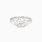 Round Pear Three-Stone with Round Sides in 18K White Gold main white