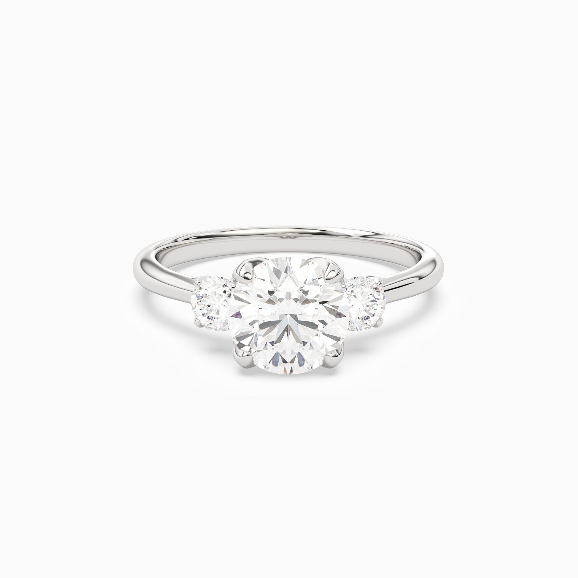 Round Pear Three-Stone with Round Sides in 18K White Gold main white