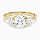 Round Round Three-Stone with Pear Sides in 14K Yellow Gold main white