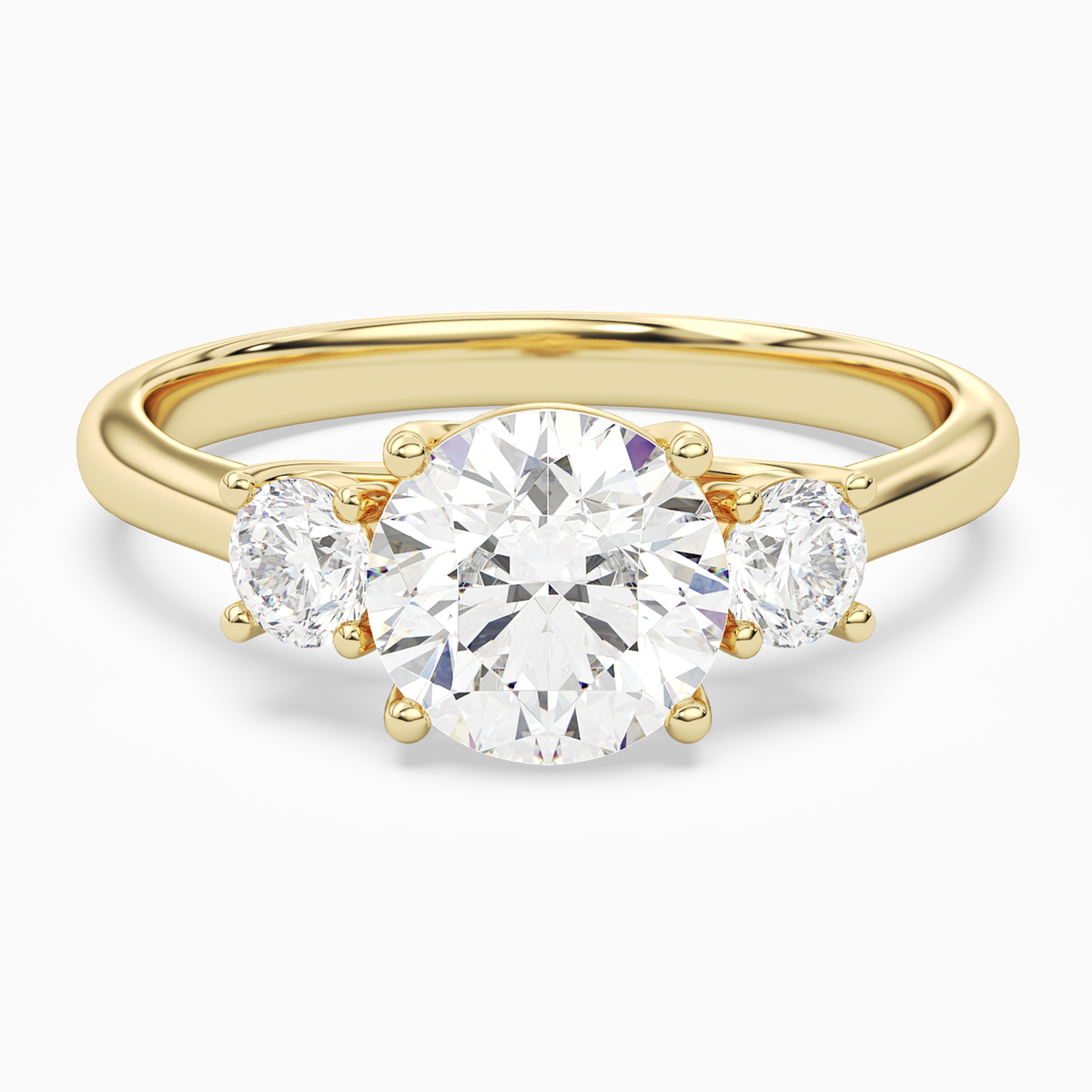 Round Round Three-Stone with Pear Sides in 18K Yellow Gold main white