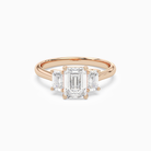 Emerald Emerald Three-Stone with Step-Cut Sides in 14K Rose Gold main white
