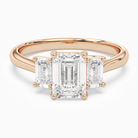 Emerald Emerald Three-Stone with Step-Cut Sides in 14K Rose Gold main white