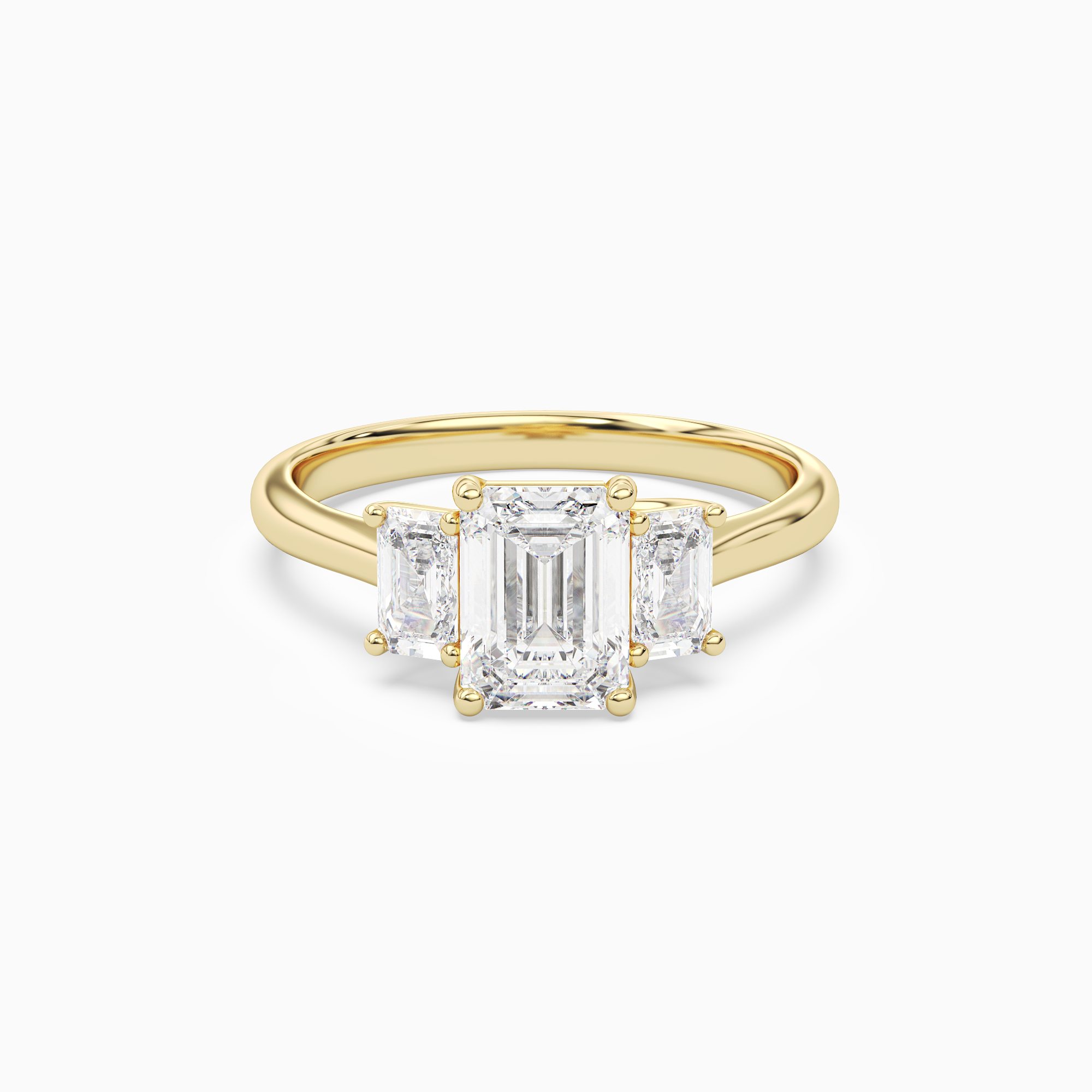 Emerald Emerald Three-Stone with Step-Cut Sides in 18K Yellow Gold main white