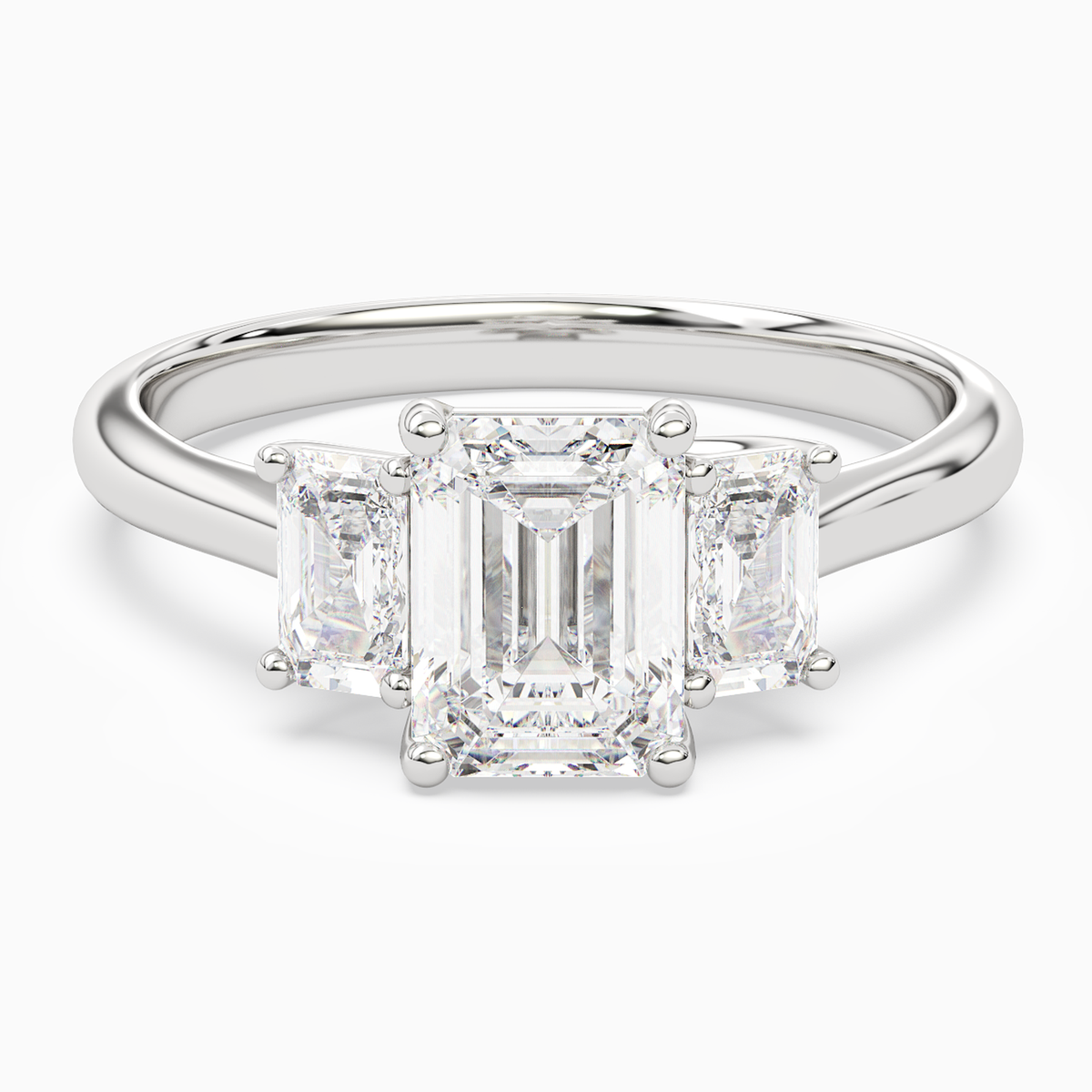 Emerald Emerald Three-Stone with Step-Cut Sides in Platinum main white