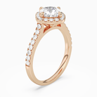 Cushion Kite Halo Baseline in 14K Rose Gold angled