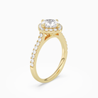 Cushion Kite Halo Baseline in 18K Yellow Gold angled