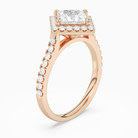 Princess Kite Halo Baseline in 14K Rose Gold angled