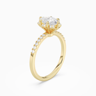 Oval Crown Halo Pavé in 14K Yellow Gold angled