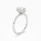 Oval Crown Halo Pavé in Platinum angled