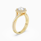 Cushion Twisted Shank Halo in 14K Yellow Gold angled