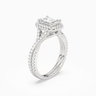Emerald Twisted Shank Halo in Platinum angled