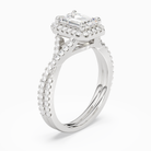 Emerald Twisted Shank Halo in Platinum angled