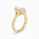Marquise Twisted Shank Halo in 14K Yellow Gold angled