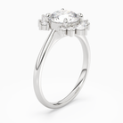 Round Floral Cluster Halo in 14K White Gold angled