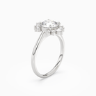 Round Floral Cluster Halo in Platinum angled