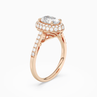 Oval Regal Halo Pavé in 14K Rose Gold angled