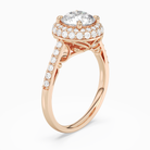 Round Regal Halo Pavé in 14K Rose Gold angled