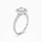 Cushion Octagon Halo in Platinum angled