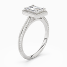 Emerald Octagon Halo in 18K White Gold angled