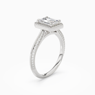Emerald Octagon Halo in Platinum angled