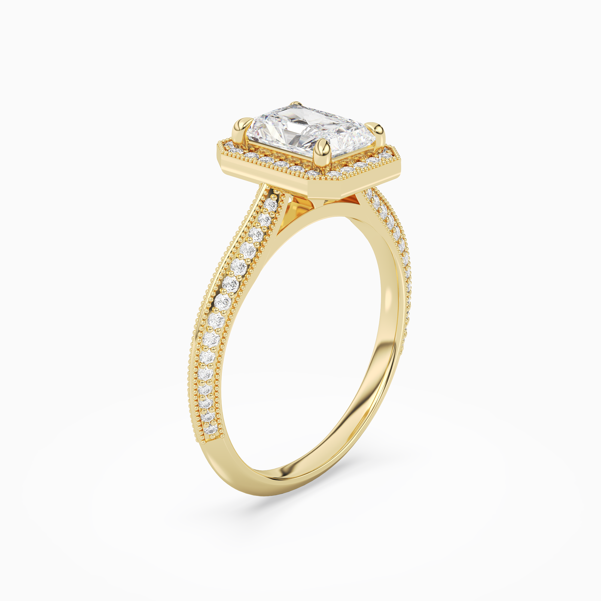 Radiant Octagon Halo in 14K Yellow Gold angled
