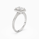 Radiant Octagon Halo in 18K White Gold angled