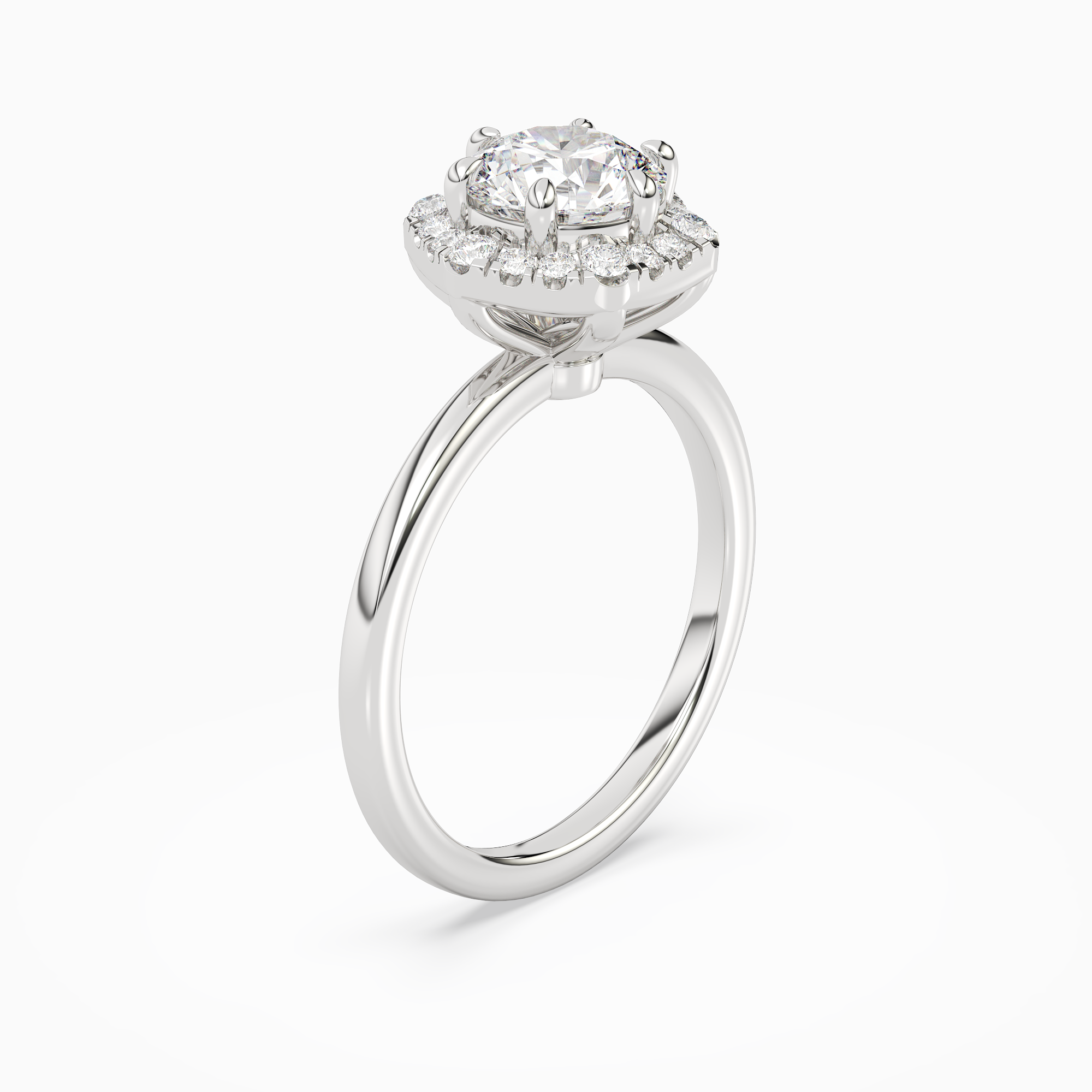 Round Halo in Platinum angled