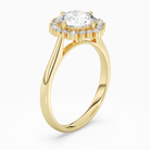 Round Cluster Halo in 18K Yellow Gold angled