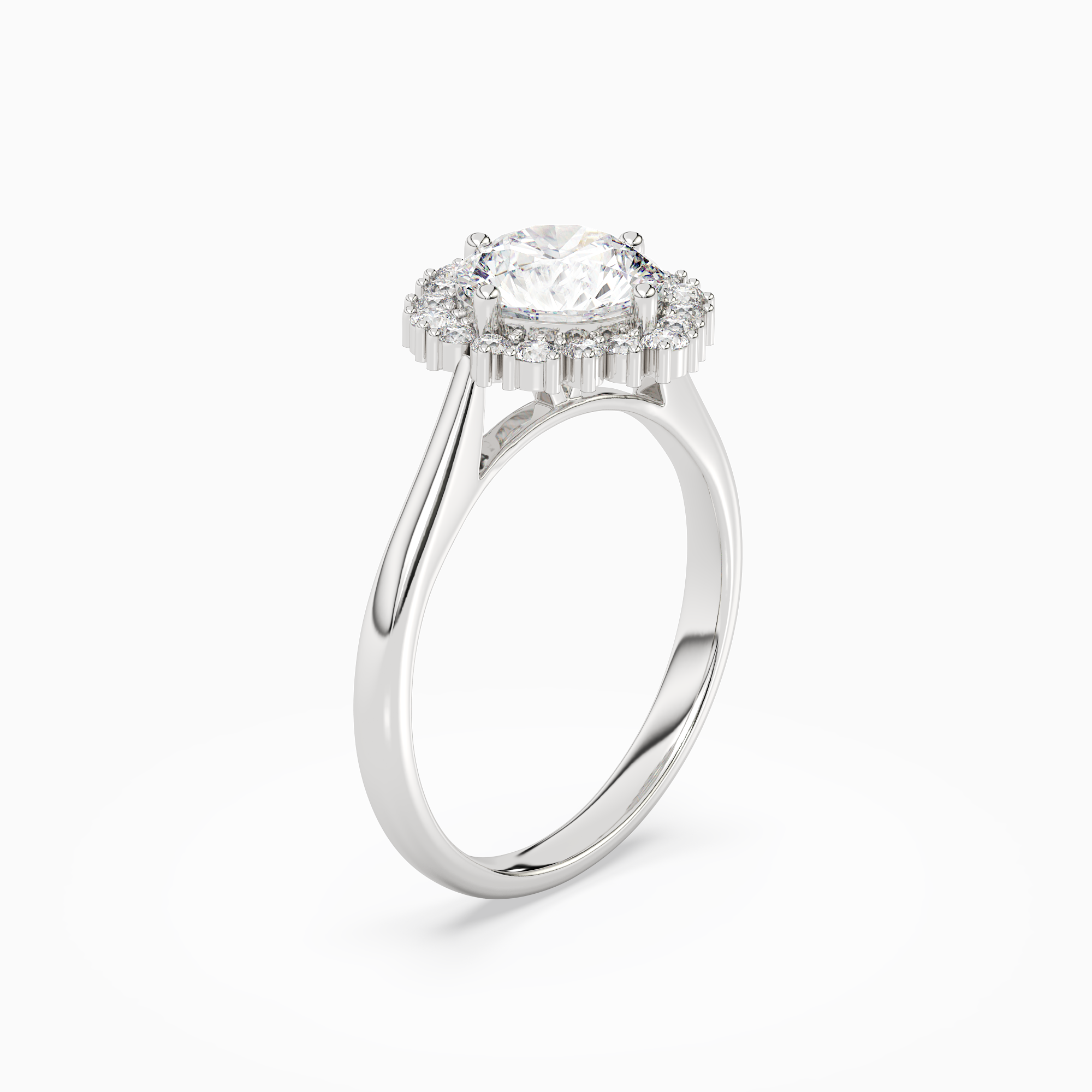Round Cluster Halo in Platinum angled